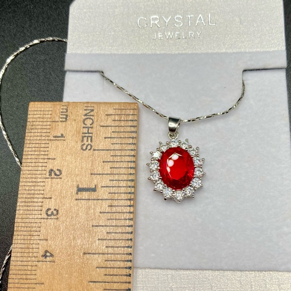 Crystal Necklace and Earring Set silver tone metal 18kgp 🎁📦 - Picture 6 of 7